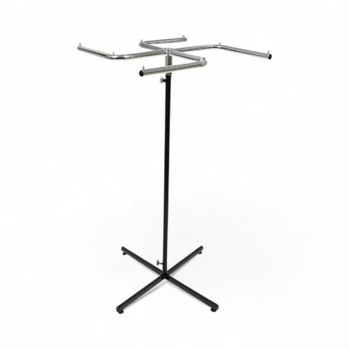 Chrome 4 Arm Rotating Clothes Display Stand Adjustable Height Retail Rail