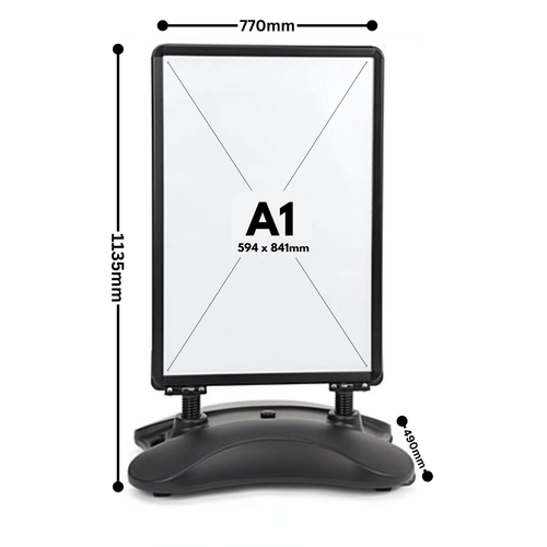 A1 Black Wind-Resistant Pavement Sign – Heavy Duty Water Base