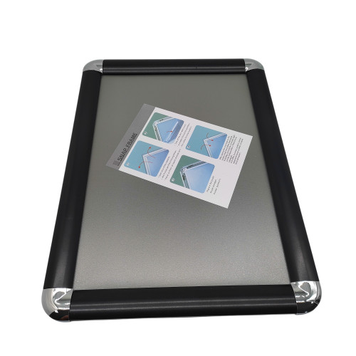 Black Snap Frame 25mm Round Corners Poster Holder Anti-Glare Cover A0-A5 Display
