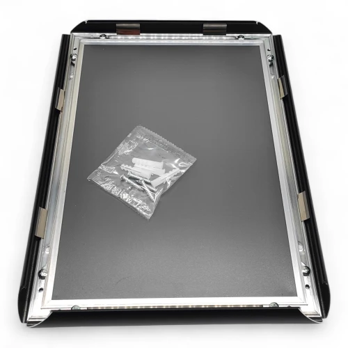 Black Snap Frame 25mm Mitred Corners Poster Holder Anti-Glare Cover A0-A5 Display, close product view against a coloured background