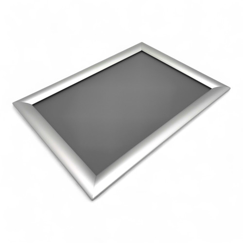 Silver Snap Frame 25mm Mitred Corners Poster Holder Anti-Glare Cover A0-A5 Display, printed product shown on a white background, standard product photograph