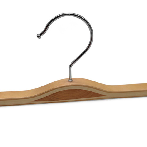 Adjustable Natural Wooden Pants Skirt Trouser Hanger with Clips Chrome Hook-32cm