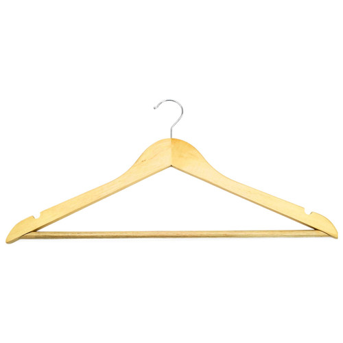 Natural Wooden Suit Hanger 44.5cm Wishbone Clothes Hanger with Non Slip Bar, product shown on a white background, standard product photograph