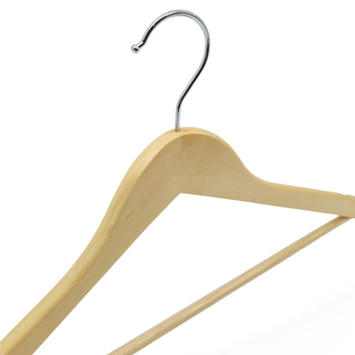 Natural Wooden Suit Hanger 44.5cm Wishbone Clothes Hanger with Non Slip Bar