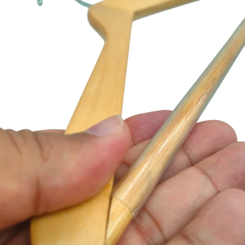 Natural Wooden Suit Hanger 44.5cm Wishbone Clothes Hanger with Non Slip Bar, product shown against a coloured background