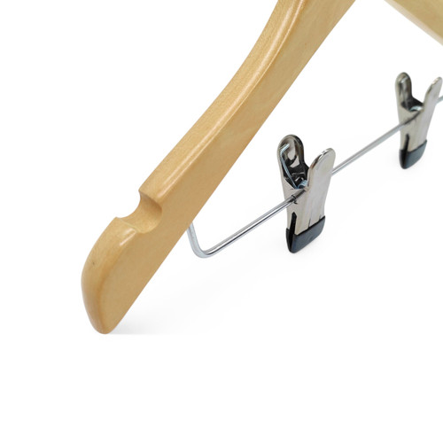 Kids Oak Wooden Hanger 30cm Clothes Hanger with Metal Clips for Skirts & Suits