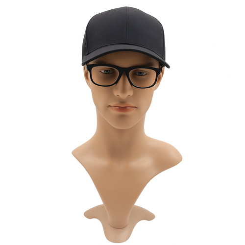 Male: Plastic Realistic Male Mannequin Head with Rotating Base – Display Stand