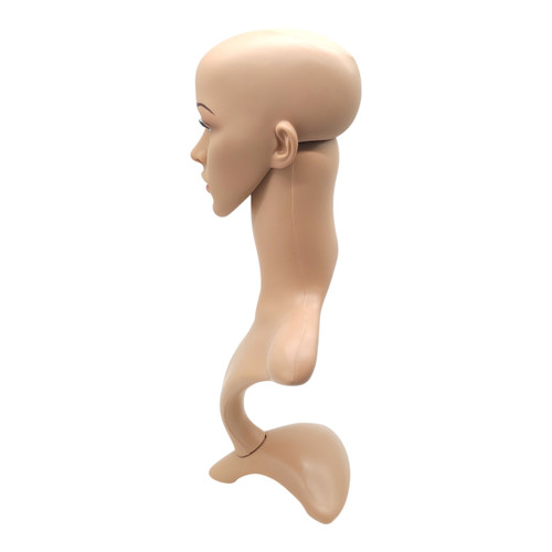 Female: Plastic Realistic Female Mannequin Head with Rotating Base – Display Stand