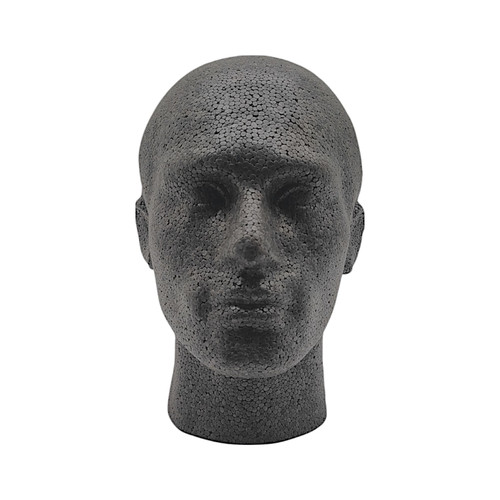 Male Mannequin Head – Black Polystyrene Display Stand for Hats, Scarves & Wigs