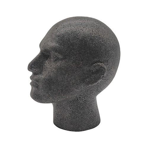 Male Mannequin Head – Black Polystyrene Display Stand for Hats, Scarves & Wigs