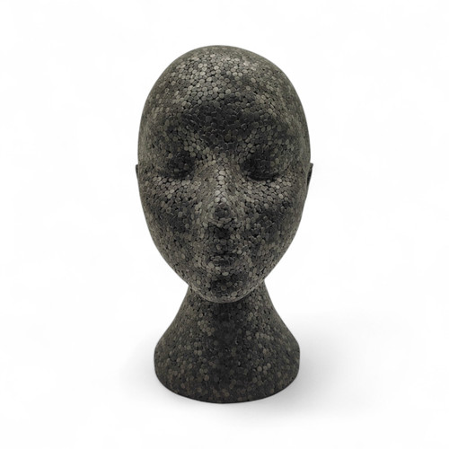 Female Mannequin Head – Black Polystyrene Display Stand for Hats, Scarves & Wigs