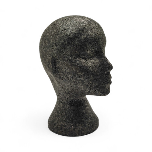 Female Mannequin Head – Black Polystyrene Display Stand for Hats, Scarves & Wigs