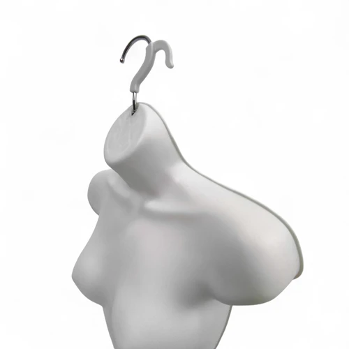 White Female Hanging Half Body Mannequin Form Matt Plastic Display Torso, full-height product view on a white background, brightly lit product image