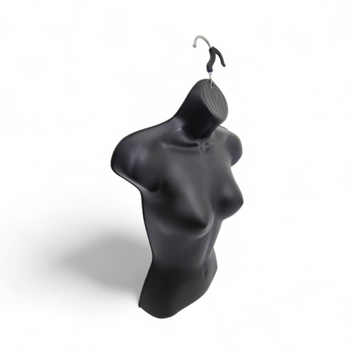 Black Female Hanging Half Body Mannequin Form 660mm Matt Plastic Display Torso