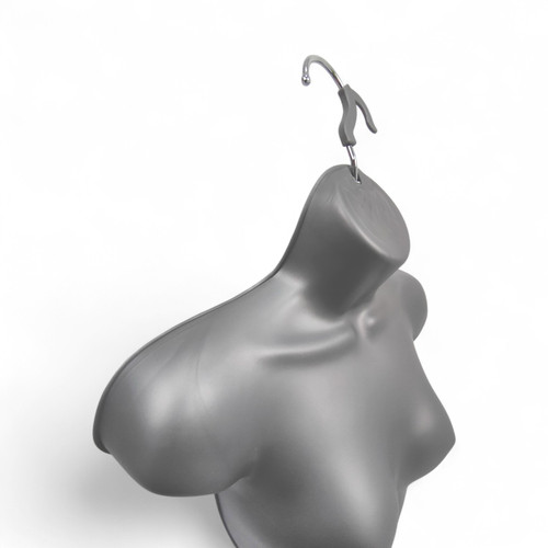 Silver Female Hanging Half Body Mannequin Form 660mm Matt Plastic Display Torso