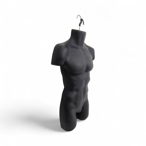 Black Male Hanging Body Form 960mm Matt Plastic Display Torso Mannequin