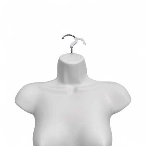 White Female Hanging Body Form Matt Plastic Display Torso Mannequin, product shown on a white background
