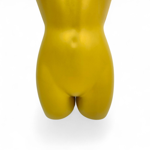 Gold Female Hanging Body Form Matt Plastic Display Torso Mannequin, full-height product view on a white background, evenly lit product image