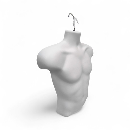 White Male Hanging Half Body Form Matt Plastic Display Torso Mannequin