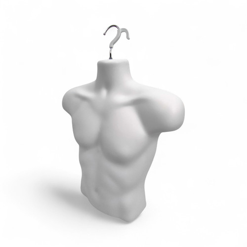 White Male Hanging Half Body Form Matt Plastic Display Torso Mannequin