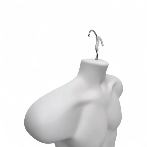 White Male Hanging Half Body Form Matt Plastic Display Torso Mannequin