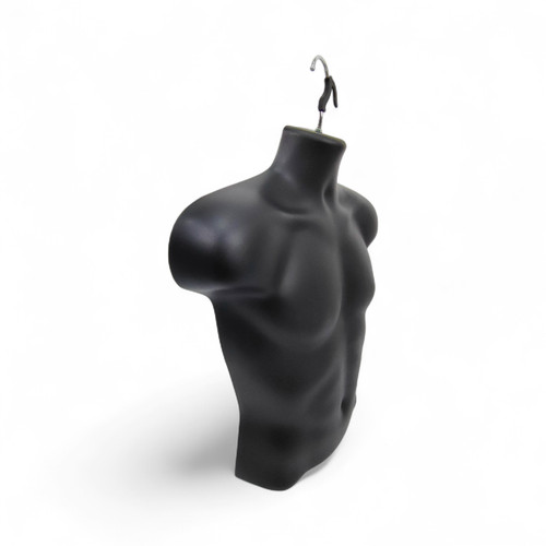 Black Male Hanging Half Body Form Matt Plastic Display Torso Mannequin