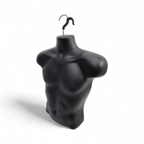 Black Male Hanging Half Body Form Matt Plastic Display Torso Mannequin