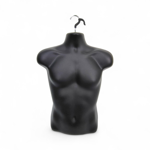Black Male Hanging Half Body Form Matt Plastic Display Torso Mannequin