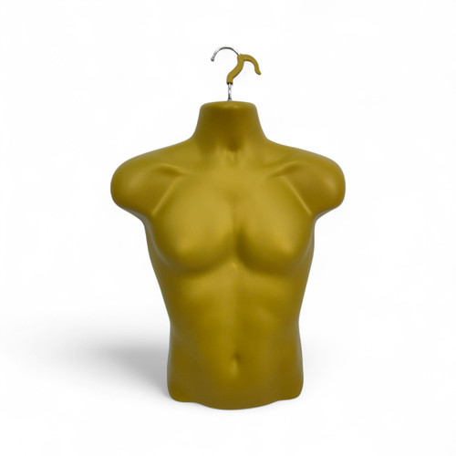 Gold Male Hanging Half Body Form Matt Plastic Display Torso Mannequin