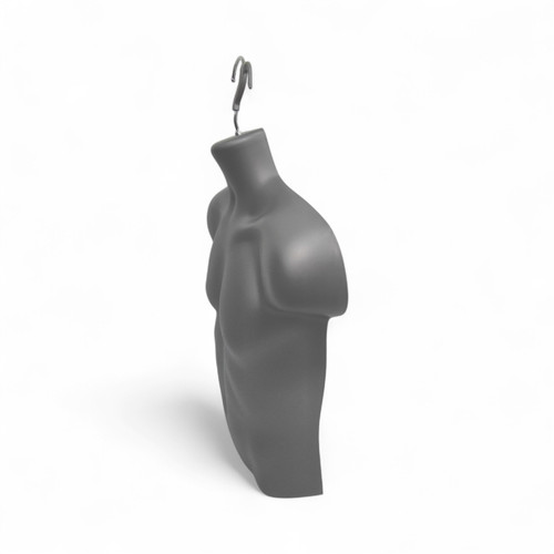 Silver Male Hanging Half Body Form Matt Plastic Display Torso Mannequin