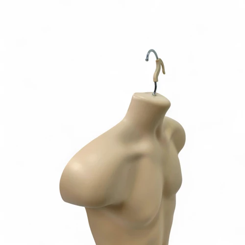 Skin Color Male Hanging Half Body Form Matt Plastic Display Torso Mannequin, full-height product view on a white background, full-height product photograph