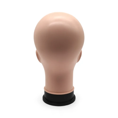 Female Bald Mannequin Head, full-height product view on a white background, full-height product photograph