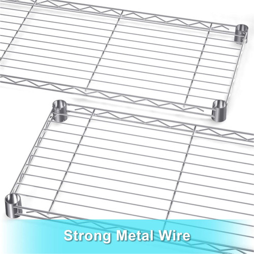 Heavy Duty 4 Tier Chrome Wire Shelving Unit with Castors Adjustable Storage Rack