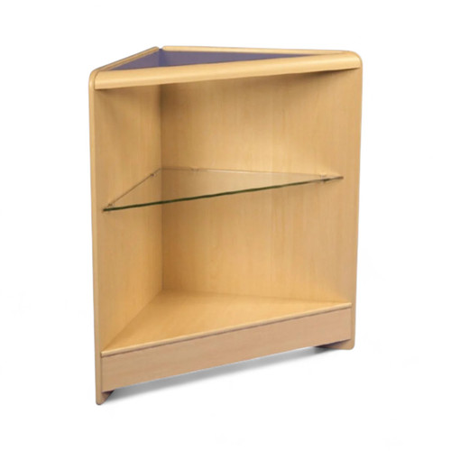 Open Corner Counter with Glass Shelf – 600 x 600 x 900mm – Maple / White Finish