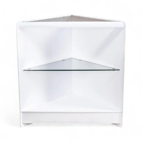 Open Corner Counter with Glass Shelf – 600 x 600 x 900mm – Maple / White Finish