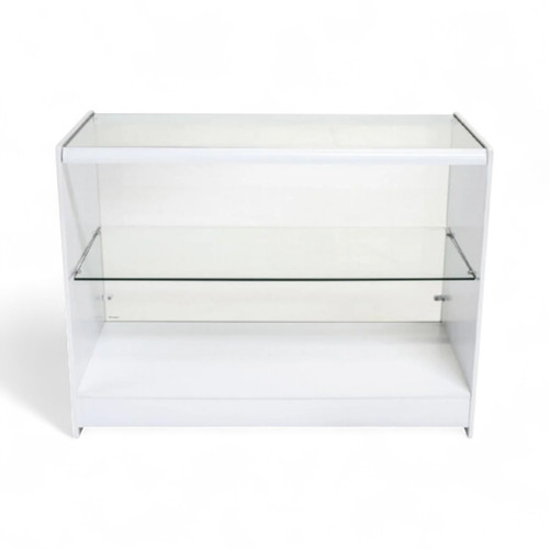 Half Glass Showcase Counter Maple or White 1200/1800x600x900mm Retail Display, product shown on a white background, balanced, centred square layout