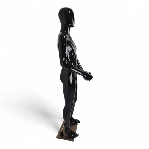 Male Faceless Glossy Display Egg Head Mannequin, full-height product view on a white background, gallery image 11 of 16