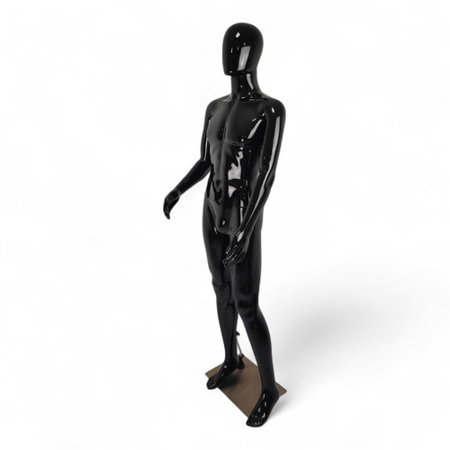 Male Faceless Glossy Display Egg Head Mannequin – Black Sleek Retail Showcase