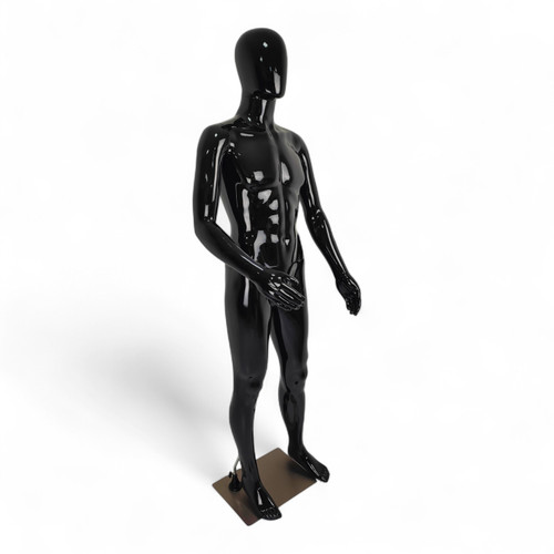 Male Faceless Glossy Display Egg Head Mannequin – Black Sleek Retail Showcase