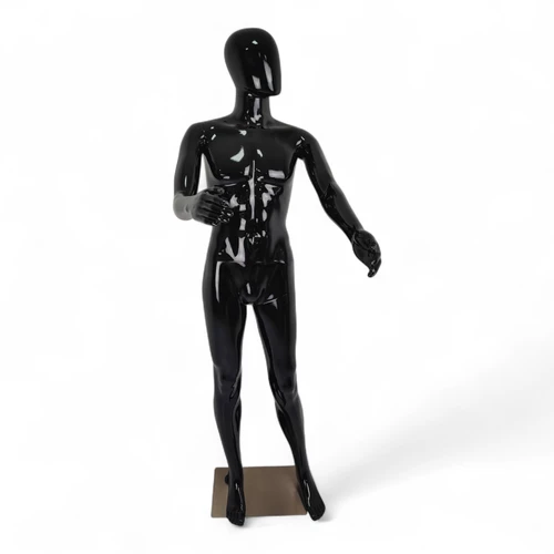 Male Faceless Glossy Display Egg Head Mannequin, full-height product view on a white background, gallery image 15 of 16