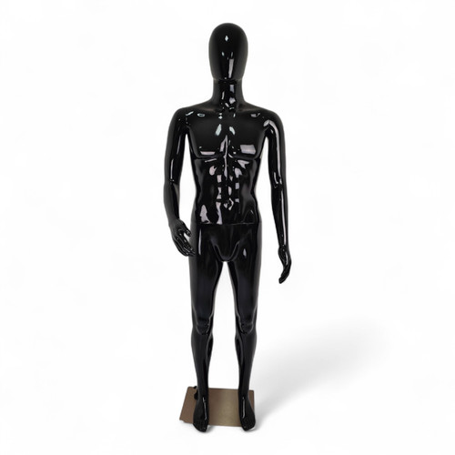 Male Faceless Display Egg Head Mannequin –Glossy Black Sleek Retail Showcase