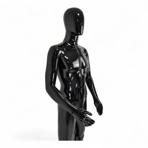 Male Faceless Display Egg Head Mannequin –Glossy Black Sleek Retail Showcase