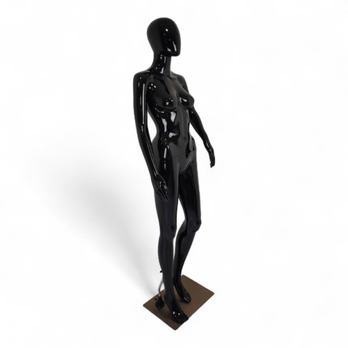 Female Faceless Glossy Display Egg Head Mannequin, full-height product view on a white background, gallery image 9 of 12