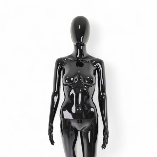Female Faceless Display Egg Head Mannequin, full-height product view on a white background, full-height product photograph