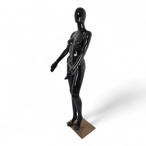 Female Faceless Display Egg Head Mannequin –Glossy Black Sleek Retail Showcase