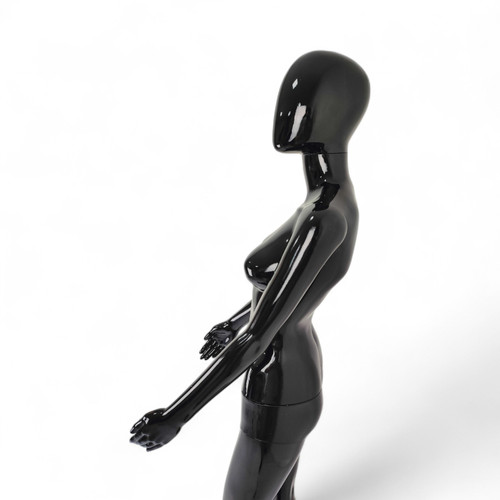 Female Faceless Display Egg Head Mannequin –Glossy Black Sleek Retail Showcase