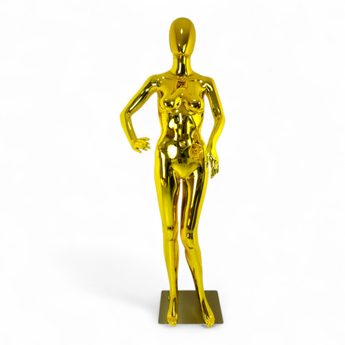 Female Faceless Gold Display Egg Head Mannequin – Luxury Retail Showcase