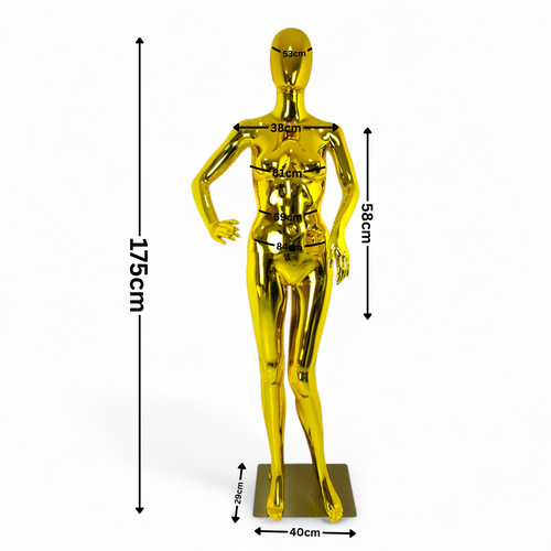 Female Faceless Gold Display Egg Head Mannequin – Luxury Retail Showcase