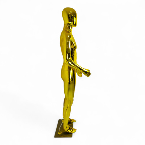 Male Faceless Glossy Gold Display Egg Head Mannequin – Luxury Retail Showcase
