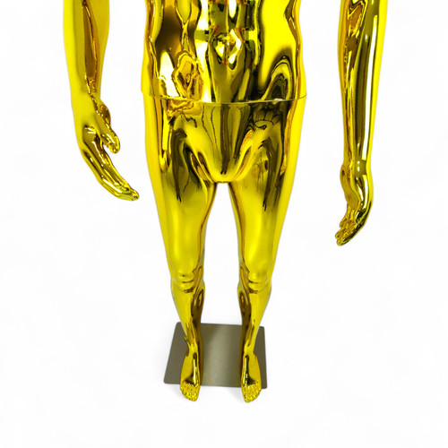 Male Faceless Glossy Gold Display Egg Head Mannequin – Luxury Retail Showcase